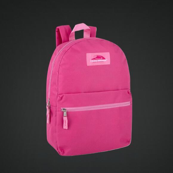 Pink Trailmaker 17" Zippered Backpack With Adjustable Padded Straps - Picture 1 of 5